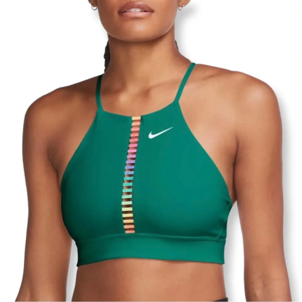 Nike Dri-FIT Indy Bra Rainbow Ladder Crossback Sports Bra Neptune Green - Picture 5 of 5